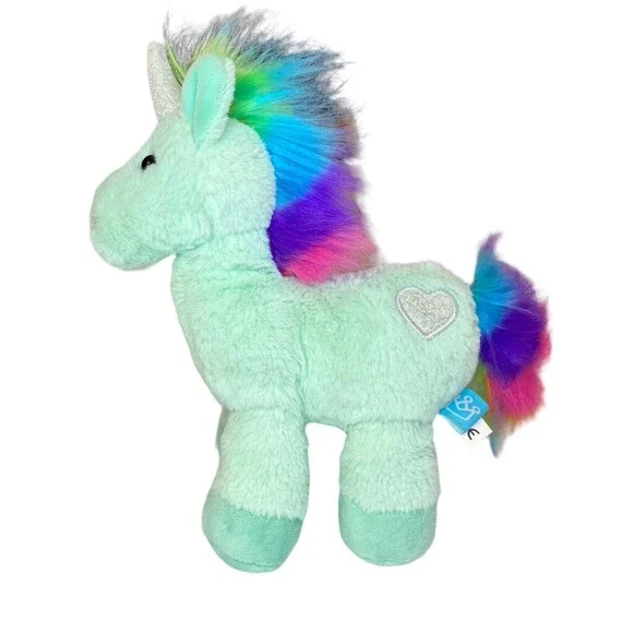 Manhattan Toy Unicorn Plush Mint Green Rainbow Silver Sparkle Heart Stuffed Toy - Picture 2 of 11